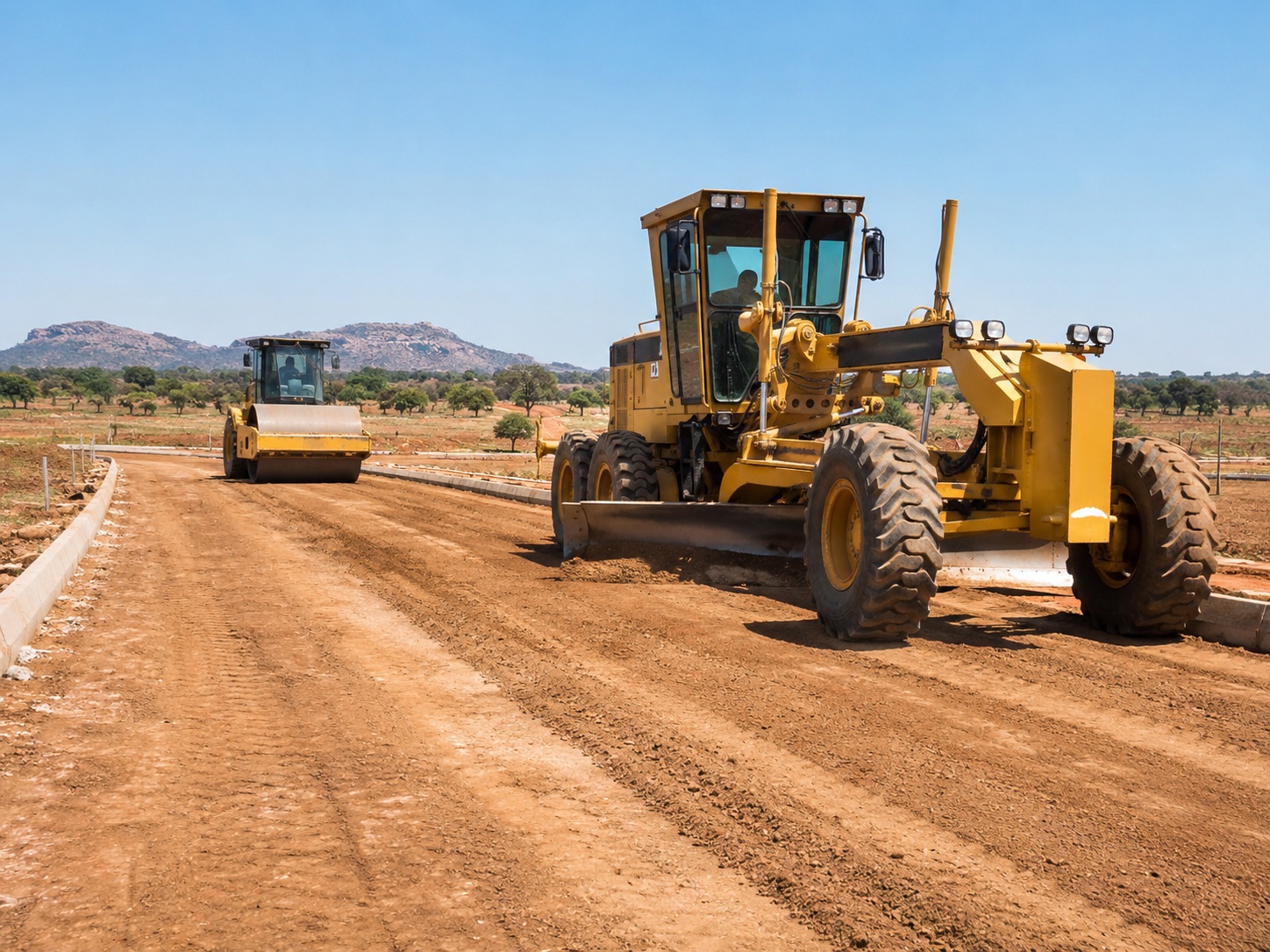 Commercial land development with road grading and serviced plots at Lot 18 of Dornfontein